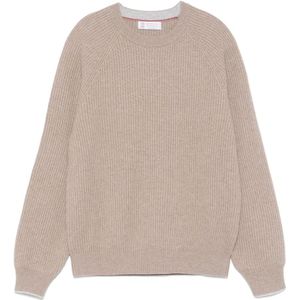 Brunello Cucinelli, Heren, Truien, Bruin, Maat: L Kasjmier,