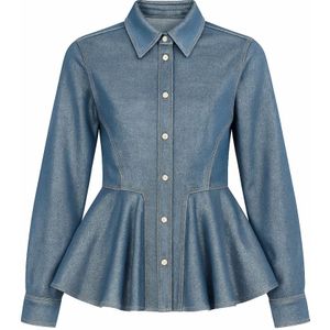 Ganni, Dames, Blouses & Shirts, Blauw, Maat: S Katoen,