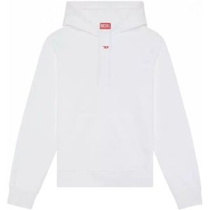 Diesel, Heren, Sweatshirts & Hoodies, Wit, Maat: S Katoen,