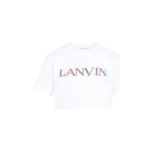 Lanvin Wit Katoenen Geborduurd Crop T-shirt , White , Dames , Maat: S
