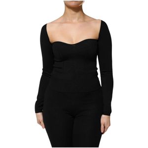 Dolce & Gabbana, Dames, Tops, Zwart, Maat: S Viscose,