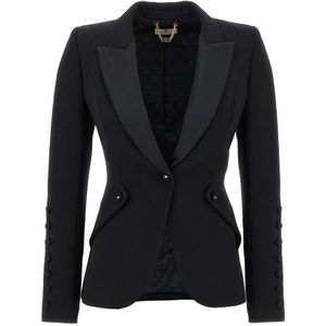 Elisabetta Franchi, Dames, Jassen, Zwart, Maat: XS Leer,