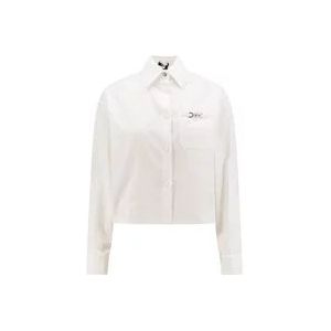Versace Katoenen overhemd met Barocco motief , White , Dames , Maat: M