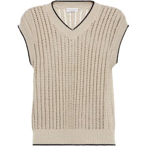 Brunello Cucinelli, Dames, Truien, Beige, Maat: M