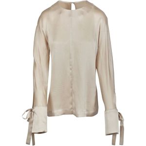Semicouture, Dames, Blouses & Shirts, Beige, Maat: S Katoen,