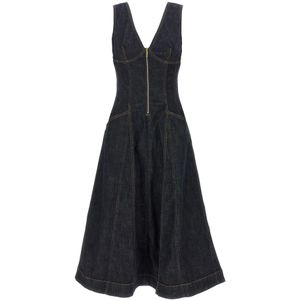 Self Portrait, Dames, Jurken, Blauw, Maat: 2XS Denim,