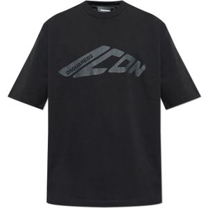 Dsquared2, Heren, Tops, Zwart, Maat: M Katoen,