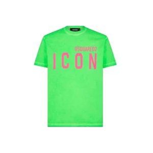 Dsquared2 Grafische Print T-shirts en Polos , Green , Heren , Maat: S