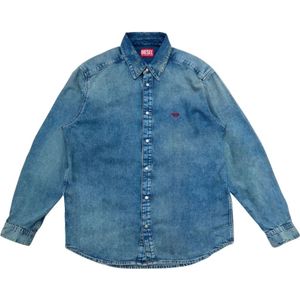 Diesel, Heren, Overhemden, Blauw, Maat: L Denim,
