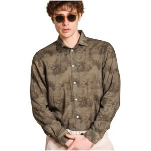 Mason's, Heren, Overhemden, Groen, Maat: S Linnen,