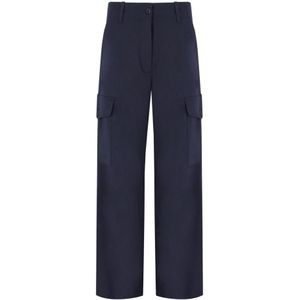 Weekend Max Mara, Dames, Broeken, Blauw, Maat: S Wol,