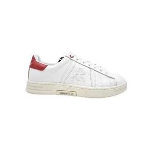Premiata Rode en witte leren sneakers , White , Dames , Maat: 36 EU