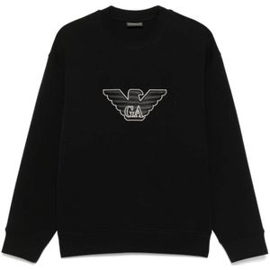 Emporio Armani - Zwarte Crew Neck Sweater - Heren - Sweatvesten