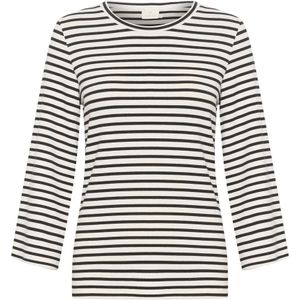 Kaffe - Blouse - Beige - 3/4 Mouwen - Ronde Hals