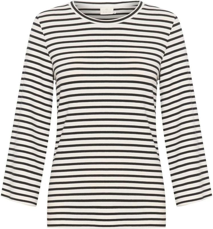 Kaffe - Blouse - Beige - 3/4 Mouwen - Ronde Hals