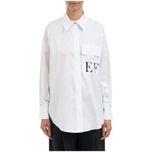 Elisabetta Franchi, Dames, Blouses & Shirts, Wit, Maat: XS