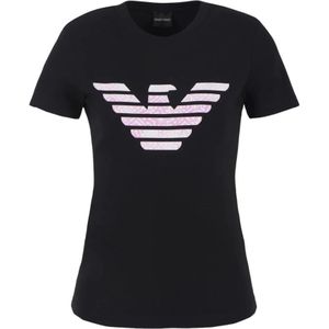 Emporio Armani, Dames, Tops, Zwart, Maat: L Katoen,