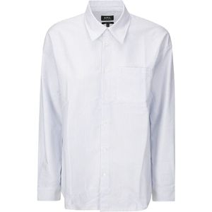 A.p.c., Dames, Blouses & Shirts, Blauw, Maat: XS Katoen,