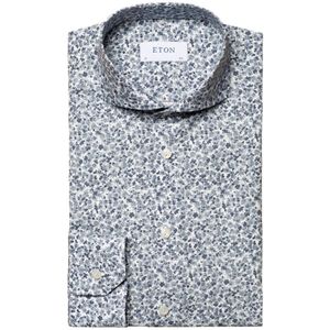 Eton, Heren, Overhemden, Blauw, Maat: S Katoen,