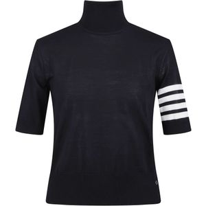 Thom Browne, Dames, Truien, Blauw, Maat: 2XS Wol,
