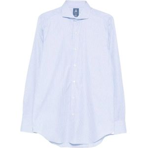 Finamore, Heren, Overhemden, Blauw, Maat: 4XL Katoen,