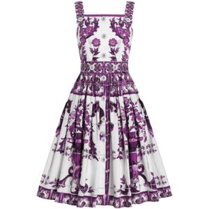 Dolce & Gabbana, Dames, Jurken, Paars, Maat: XS Katoen,