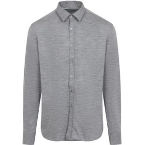 Canali, Heren, Overhemden, Grijs, Maat: M Wol,