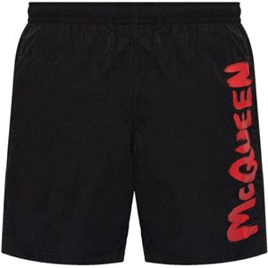 Alexander McQueen, Heren, Badkleding, Zwart, Maat: S Polyamide,