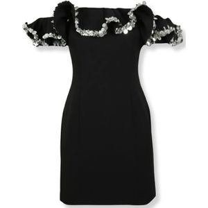 Rotate Birger Christensen, Dames, Jurken, Zwart, Maat: S Leer,