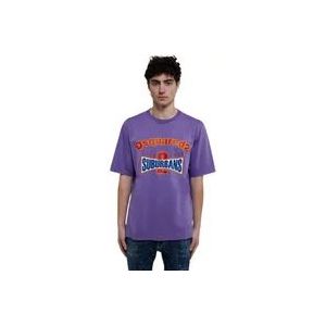 Dsquared2 Katoenen T-Shirt met Voorprint , Purple , Heren , Maat: L