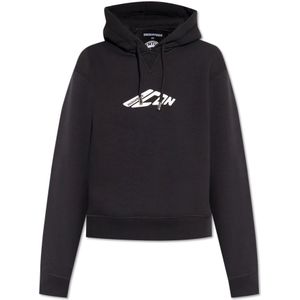 Dsquared2, Dames, Sweatshirts & Hoodies, Zwart, Maat: L Katoen,