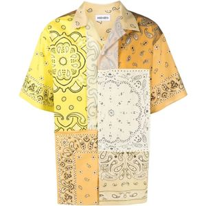 Kenzo - Bandana Print Shirt - Overhemd - Geel - 100% Katoen, Korte Mouwen