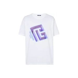 Balmain Neon logo T-shirt , White , Heren , Maat: M