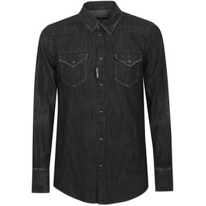 Dsquared2, Heren, Overhemden, Zwart, Maat: M Katoen,
