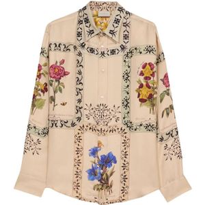 Pierre-Louis Mascia, Heren, Overhemden, Beige, Maat: S Zijde,