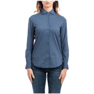 Xacus, Dames, Blouses & Shirts, Blauw, Maat: L Polyamide,
