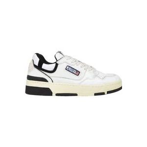 Autry Witte Zwarte Leren Sneakers CLC , White , Heren , Maat: 40 EU