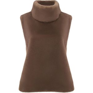 Cesare Gaspari, Dames, Tops, Bruin, Maat: ONE Size Leer,