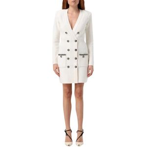 Elisabetta Franchi, Dames, Jurken, Beige, Maat: L Tweed,