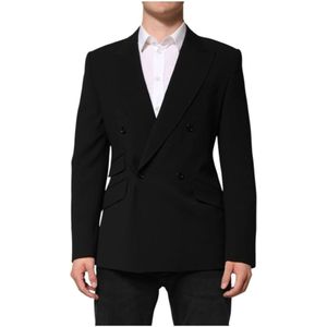 Dolce & Gabbana, Heren, Jassen, Zwart, Maat: L Zijde,