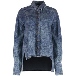 Just Cavalli, Dames, Blouses & Shirts, Blauw, Maat: XS
