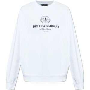 Dolce & Gabbana, Heren, Sweatshirts & Hoodies, Wit, Maat: M Katoen,