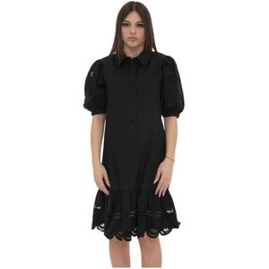 Liu Jo, Dames, Jurken, Zwart, Maat: S Katoen,