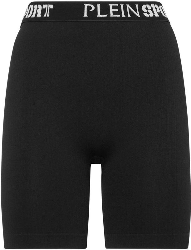 Plein Sport - Ribbed Seamless Biker Shorts - Zwart - Korte Broeken
