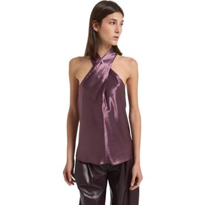 Andamane, Dames, Tops, Paars, Maat: S Satijn,