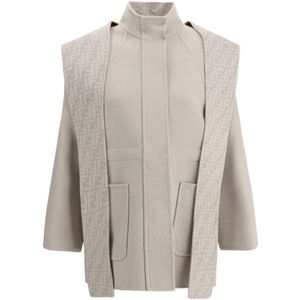 Fendi, Dames, Jassen, Beige, Maat: M Wol,