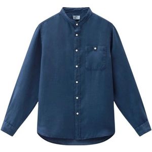 Woolrich, Heren, Overhemden, Blauw, Maat: 3XL Linnen,
