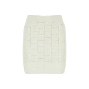 Balmain Ivory Viscose Blend Mini Rok , White , Dames , Maat: S