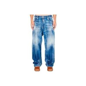 Dsquared2 Loszittende Verfspatten Jeans Blauw , Blue , Heren , Maat: L