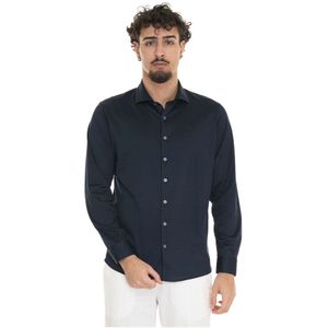 Gran Sasso, Heren, Overhemden, Blauw, Maat: M Katoen,